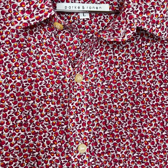 Parke & Ronen Red Apples S/S Buttoned Down Shirt - Sz. L - Picture 2 of 6